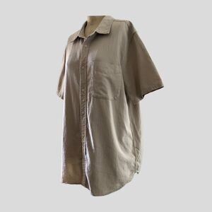 Madewell Sandy Beige Neutral Perfect Fit Short Sleeve Cotton Casual Shirt Top L